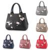 Womens Business Casual Shoulder Bag With Flower Embroidery Design And Organizer Storage