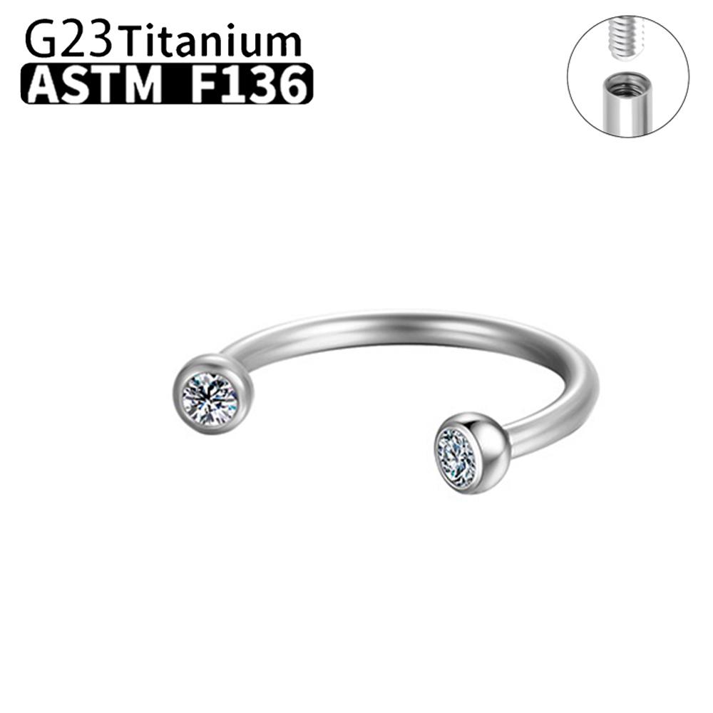 1/5/50Pcs G23 Titanium ASTM-F136 Piercings Nose Ring Internal Thread C Rod Zircon Body Jewelry For Women
