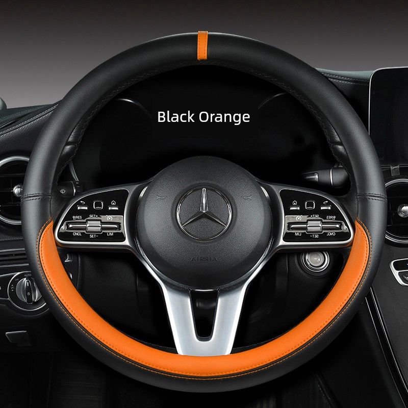 New Car Steering Wheel Cover All Year Round Neutral Fashion Color Contrast Non Slip Abrasion Resistant Napa Leather Car Steering Wheel Cover