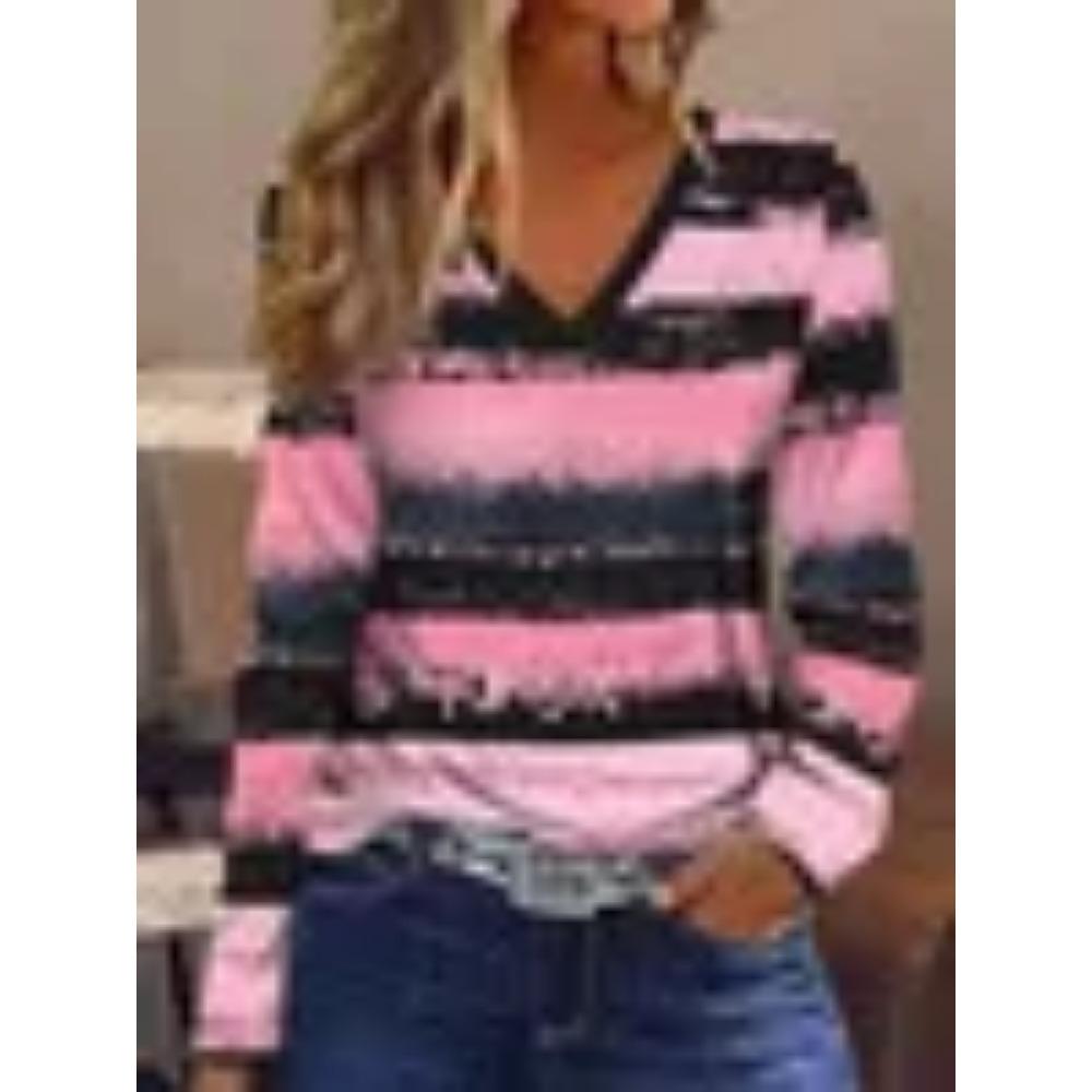 

Весенне-осенняя женская футболка с V-образным вырезом и длинными рукавами, модная повседневная одежда 5XL