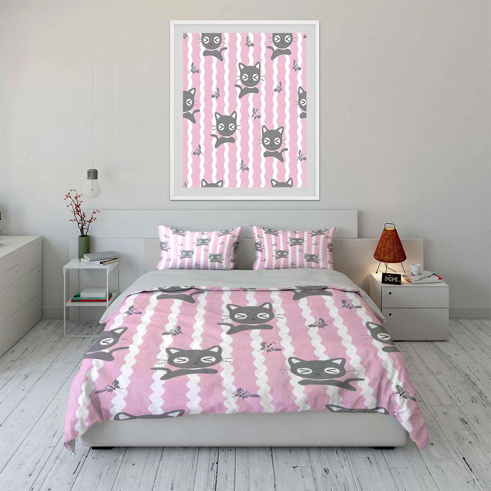"Playful kittens and butterflies" Bedding sets Duvet covers Pillowcases(1* Duvet Cover 2* Pillowcases without duvet insert)