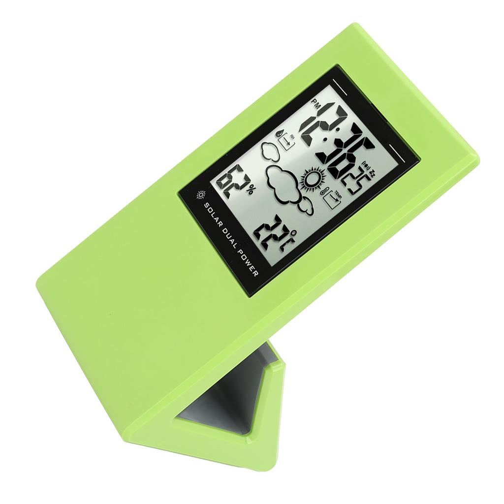 Wther Forcast Clock Solar Battery Powered LCD Display Timing Digital Temperature Humidity Meter for Home School