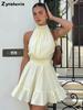 Summer Sexy Girl Ruffles Loose Waist Hemline Vacation Style Peplum Dress