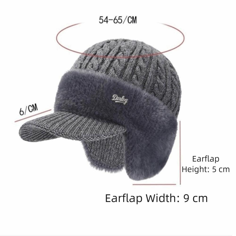 Comfortable Thick Warm Winter Thermal Hat Earflaps Windproof Knitted Cap Elasticity Elderly Beanie Dad Grandpa