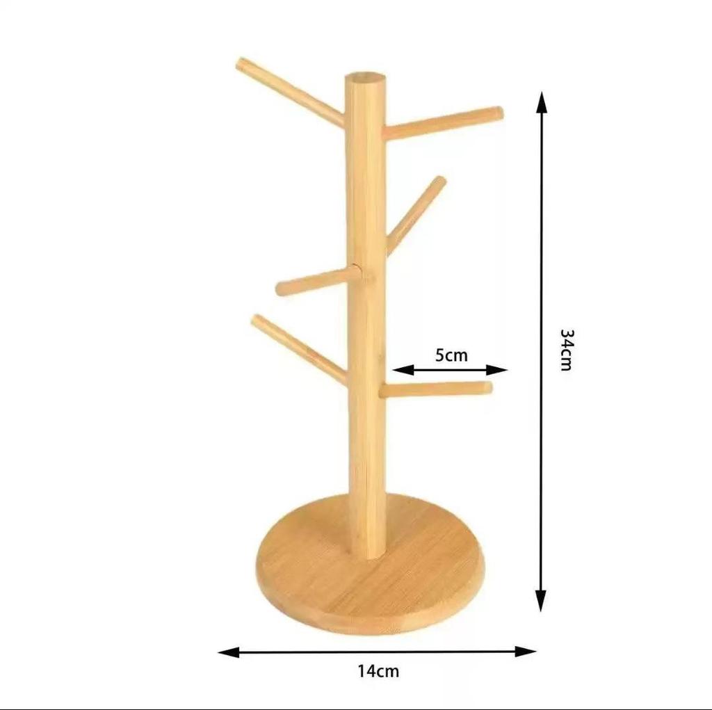 Bamboo Tree-Shape Mug Rack for Kitchen and Living Room