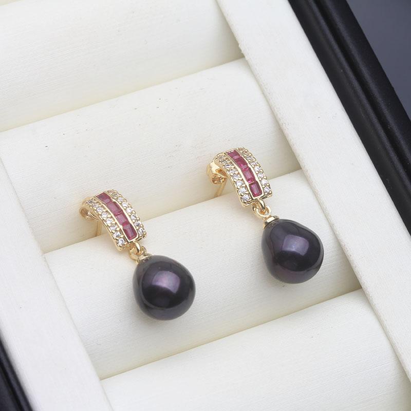 Srebrne Kolczyki Ślubne Perłowe ze Srebra Próby 925 Woda Słodka Kobieta, Vintage Naturalne Kolczyki Perłowe Biżuteria Żona Dziewczyna Prezent Urodzinowy Biały Różowy