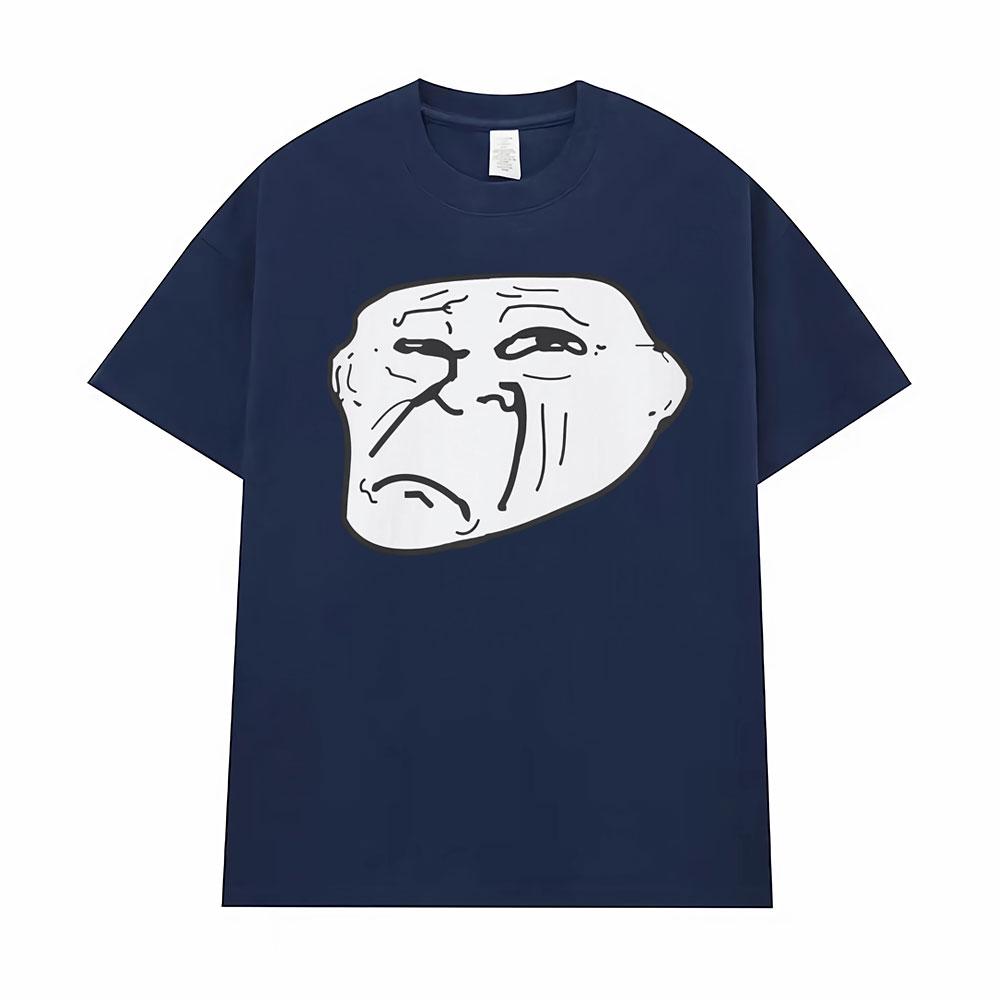 Sad Troll Face Funny Meme Graphic Tee Shirt Unisex Women Fashion Humorous Gift Tshirt Enthusiast Apparel Oversized Cotton T Shirts