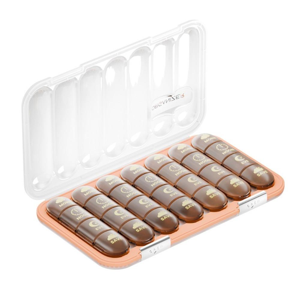 Large Capacity Weekly Pill Box Separate Grid Pill Storage Box Pill Organizer  Travel Use