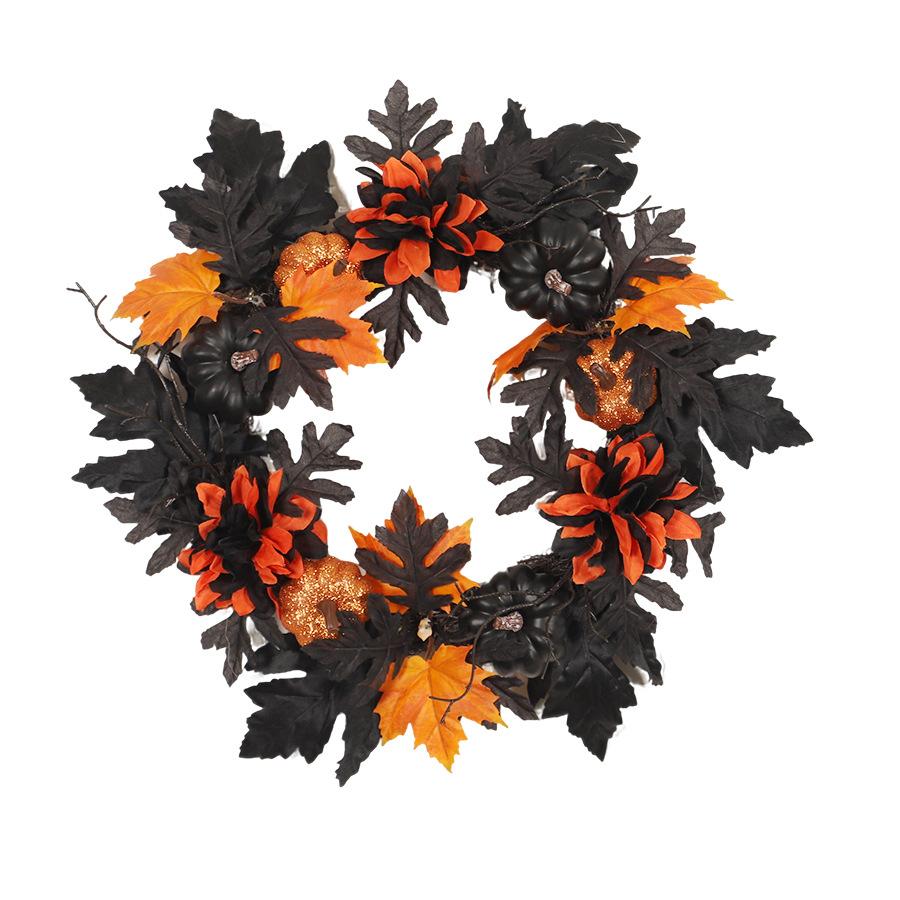 Halloween Wreath with -Color Pumpkin and for Fall Seasonal Home Decor