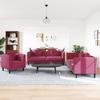 3 piece sofa set with cushions wine red velvet