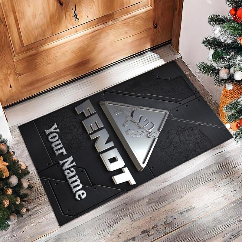 Fendt Crystal Velvet Rug, Custom Name Text Personalized Non‑Slip Floor Mat for Home Decor Gift