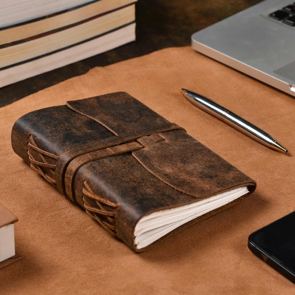 LEATER VILLAGE Vintage Leather 20x15 Brown 240 Pages of Lined Paper Perfect for and Personal Use Premium College Lined Notebook for Men and Women X 6