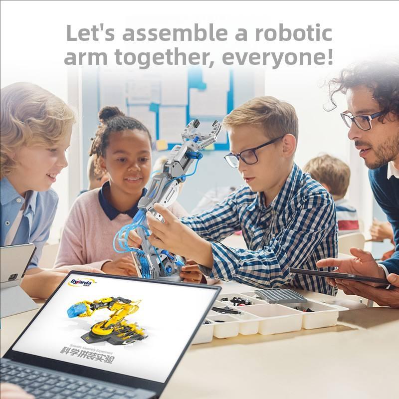 Hydraulischer Roboterarm STEM-Kit DIY-Montage Ingenieurspielzeug für Kinder Kind Pädagogisches Wissenschaftsexperiment Geschenke Rätselspielzeug-Set