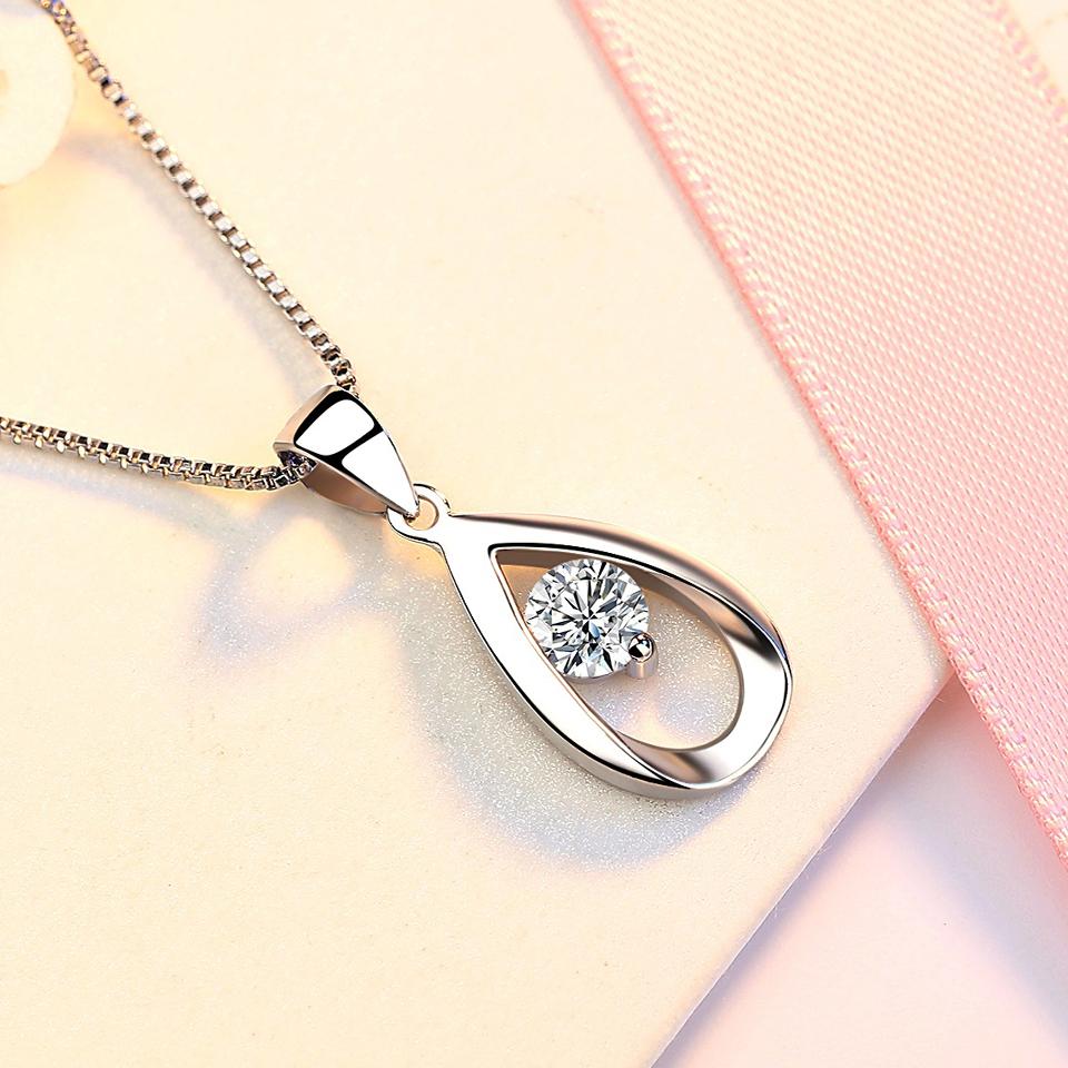 Zircon Water Drop Necklaces For Women Silver Color Female Pendant Necklace Fashion Neck Chain Jewelry Girlfriend Birthday Gift