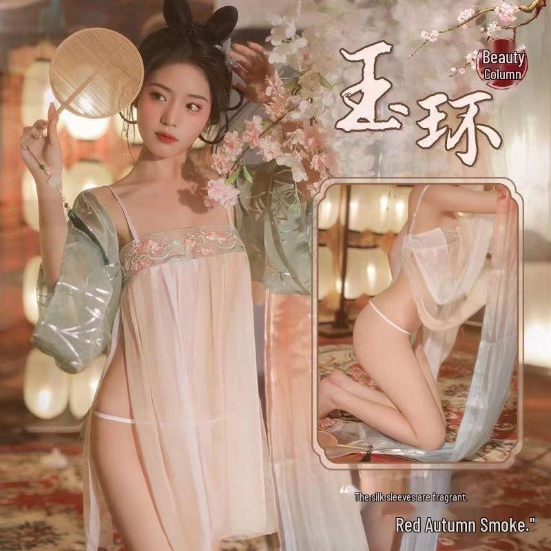 Plus Size Ancient Hanfu Chiffon Nightgown Set