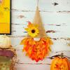 Front Door Hanging Wreath Autumn Gnome Maple Leaf with LED Lights, Rustic Pointed Hat Fall Hanging, Farmhouse Harvest Thanksgiving Home Decor Vintage