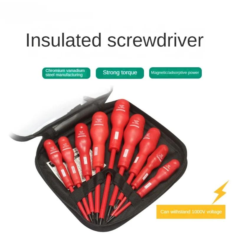 Insulated Screwdriver Set 1000V Magnetic Screw 9/10PCS Driver Slotted Phillips Screw Driver Kit Electrician Repair Hand Tools