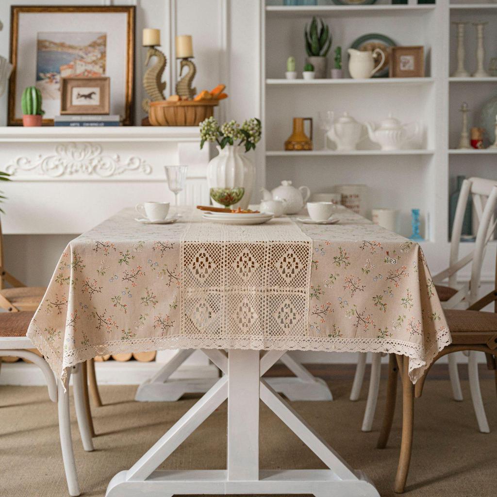 Restoranlar İçin Imanqi Yun Beyaz Renk Bloklu Patchwork Oyma Masa Örtüsü