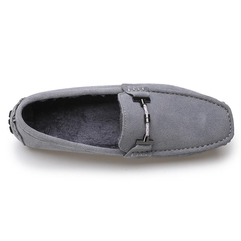 Mocasines De Hombre Winter Plush Men Shoes Warm Fur Flats Slip On Men Loafers Driving Casual Shoes Genuine Leather Luxury Loafer