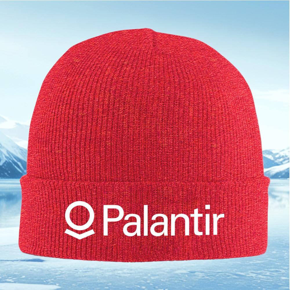 Palantir Logo Kreis Design und Buchstaben Herren Damen Unisex Gestrickte Mütze Beanie Pullover Mütze Winter Thermisch Warm Weihnachten Outdoor Cy