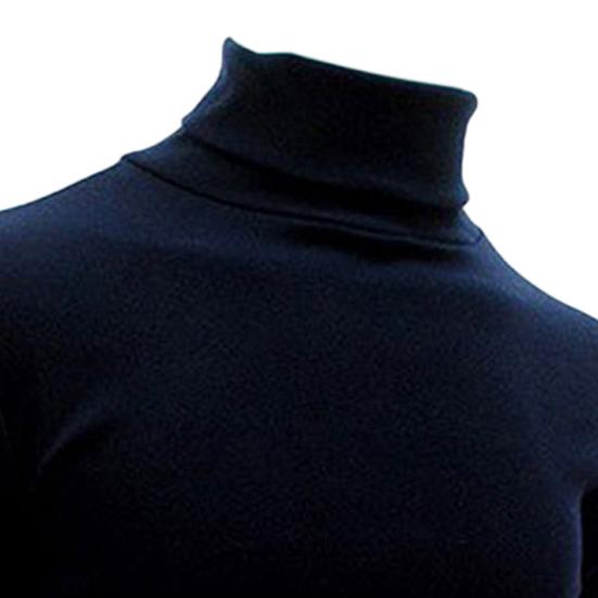 Men Shirt Solid Color Long Sleeves Slim Fit Breathable Basic Soft Half-high Collar Elastic Anti-shrink Autumn Tops Daily Clothes