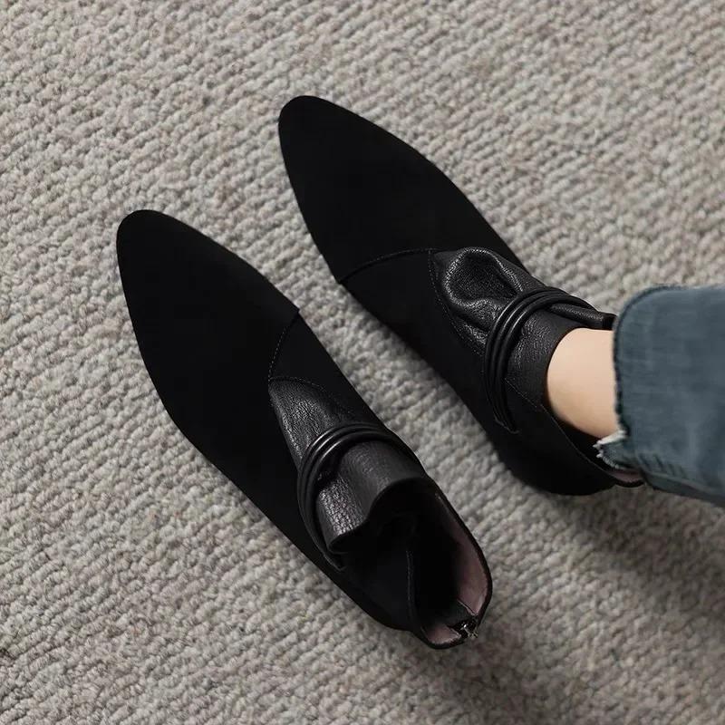 Fashion Shoes Female Hot Sale Slip On Autumn Women's Pumps Pointed Toe Mixed Colors Flock Mid Heeled Profession Pumps