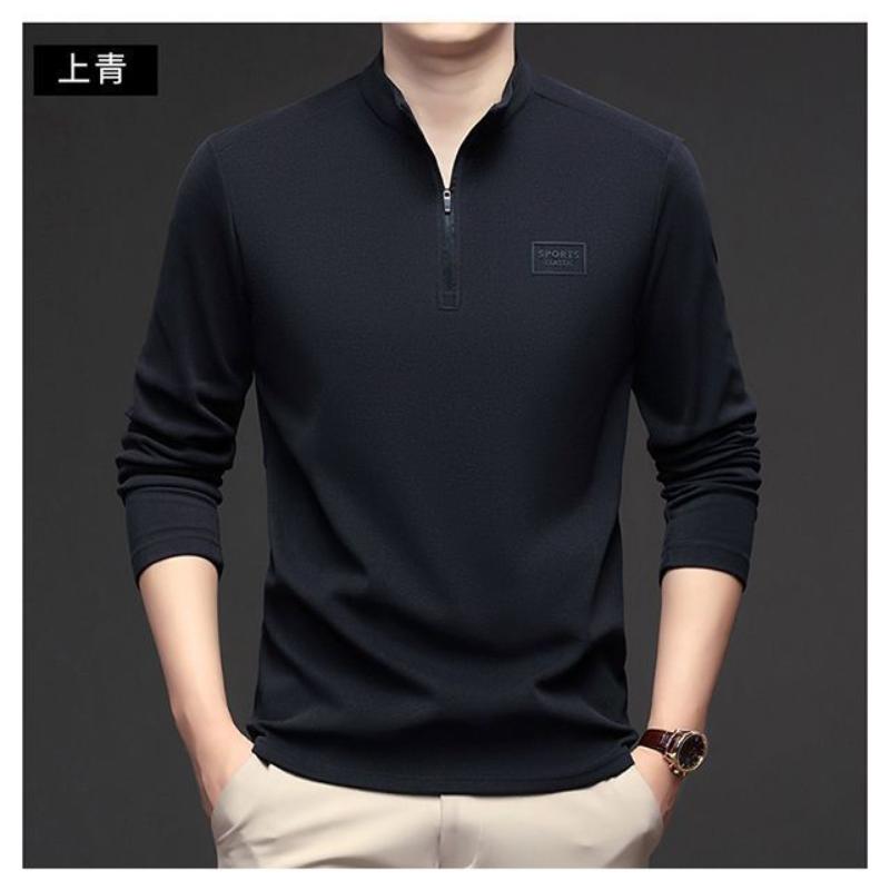 Nueva Sudadera para Hombre de Manga Larga con Cuello Alto y Cremallera Casual Gruesa para Abrigo