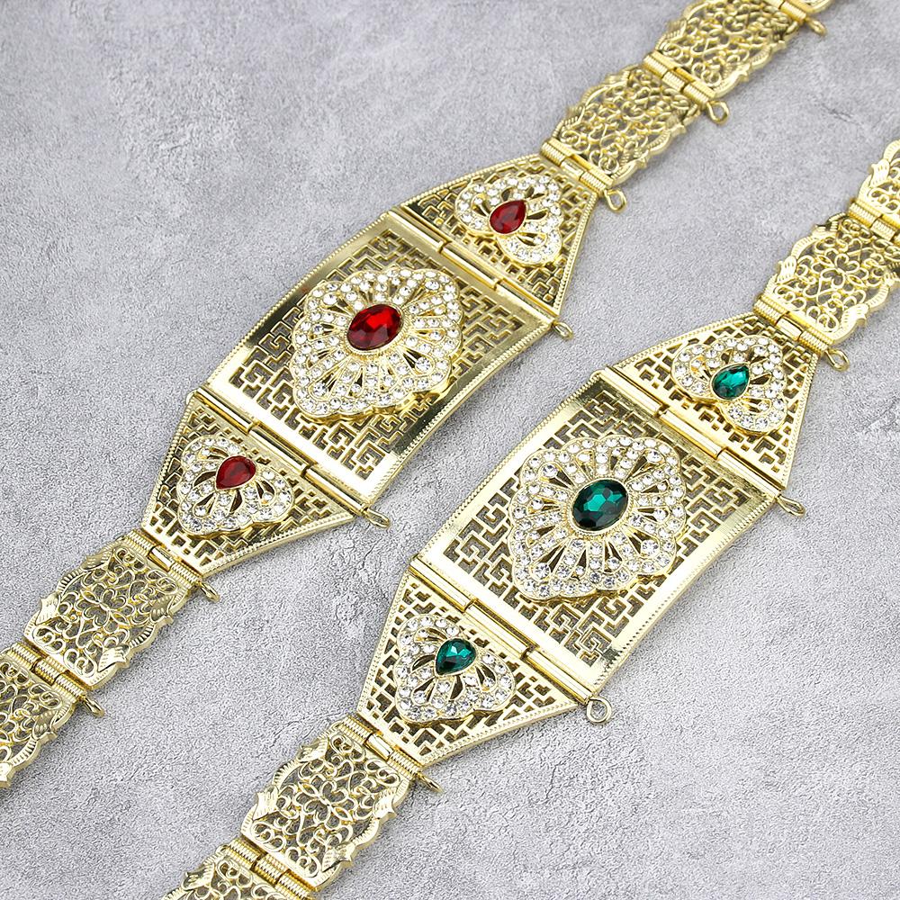 Gold Color Belt For Women Adjustable Length Crystal Ethnic Wedding Jewelry Gift