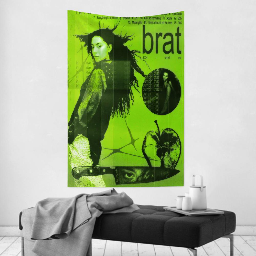 Brat Muziekalbum CCharli Singer Xcx Wandkleed Kamerdecoratie Wandkleed Feest Hangende Achtergrond Kamerdecoratie Babykamer