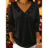 YYFS Camicette e camicie con scollo a V a maniche lunghe con stampa tinta unita primavera autunno moda casual da donna