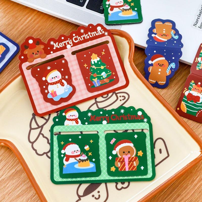Weihnachts-Magnetlesezeichen, Niedlicher und speziell geformter Doppelseitenhalter für Studenten, Weihnachtspapeterie-Magnetlesezeichen