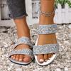Fashion Summer New Women's Casual Flat-bottomed Beach Slippers Fashion Sequins Decorated Round Head Anti-slip Comfortable Drag.