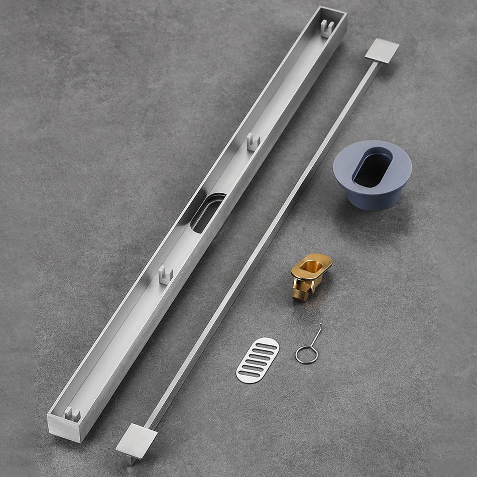 Brushed Floor Drain 304 Stainless Steel Thickened Narrow WC Bathroom Shower Long Linear Drainage Strip Side Floor Drains 3.2 CM