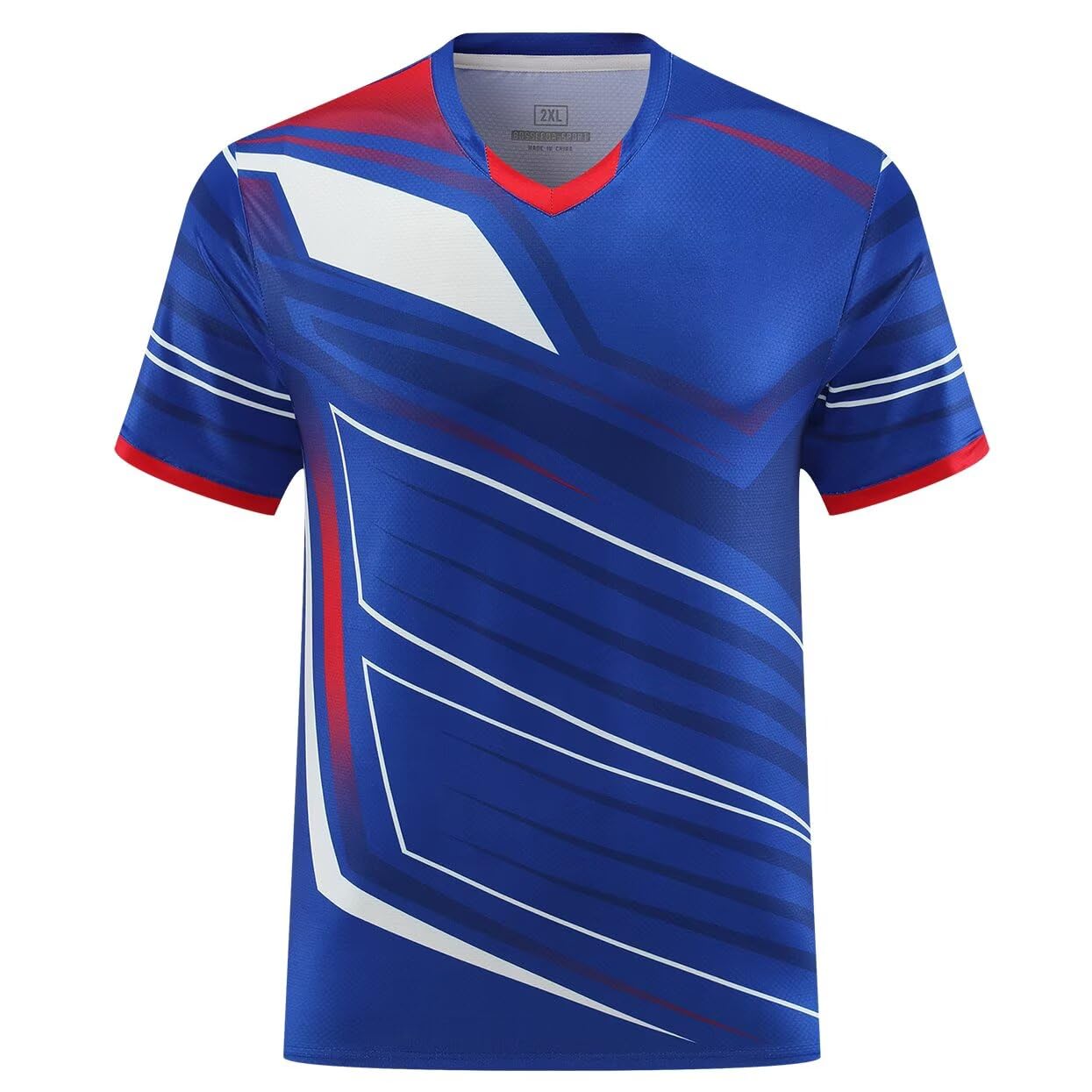 

Anmurye Футболка для настольного тенниса с коротким рукавом, игровая, с абстрактным геометрическим рисунком, для бадминтона, для силовых тренировок, стильная, летняя, синяя, размер M, мужская униформа, футболка,