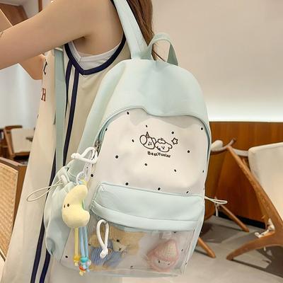 New High-Value Fresh Color-Block Backpack for Girls Ins Style Elementary and Middle School Students Backpack Double Shoulder Bag