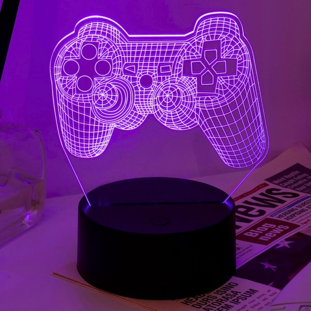 USB powered modern game controller LED night light, home bedroom table lamp, gamer birthday gift, lighting and decoration