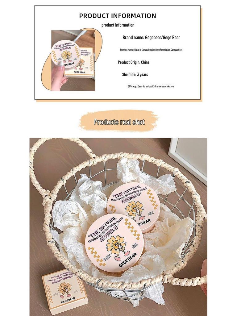 BB Crème Cushion d'Air - Longue Tenue, Couvrante, Sans Transfert, Sans Paquets, Compact 2-en-1 pour Femmes.