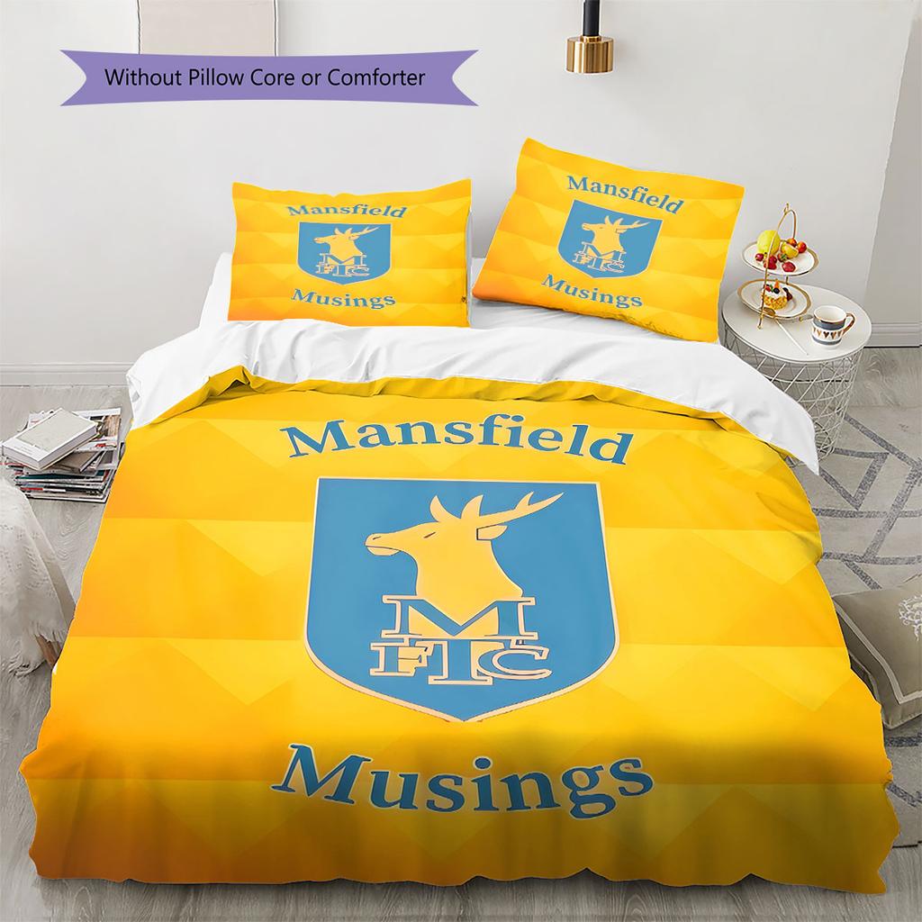 MansfieldFC Muster Bettwäsche Steppdecke Set Bettbezug Kissenbezug Heimdekoration Geburtstagsgeschenk (1 Bettbezug + 2 Kissenbezüge, ohne Füllung)