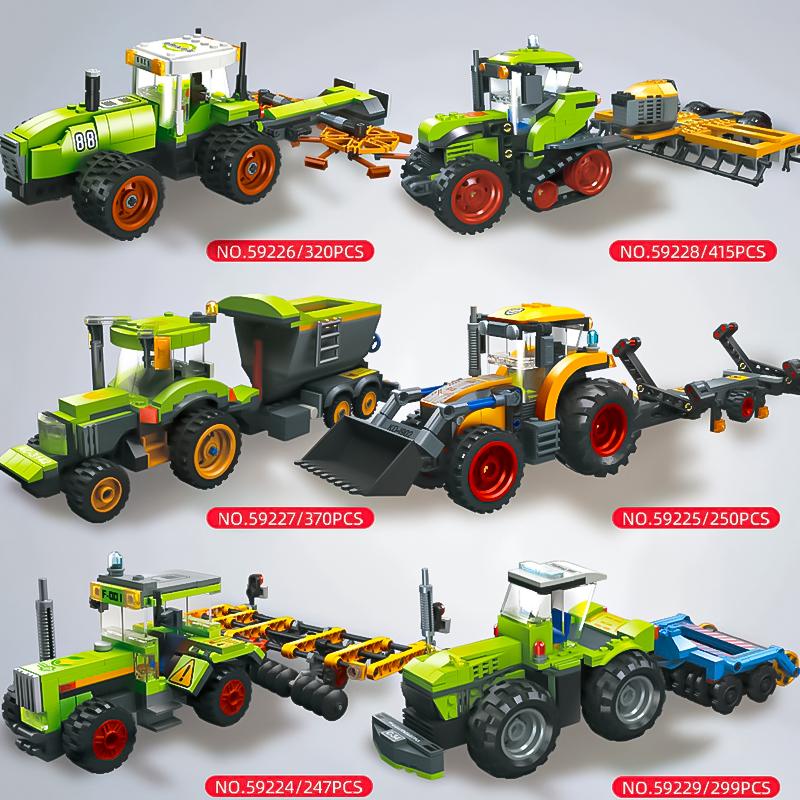 Einachser Kinder Kombinierter Mähdrescher Modell Puzzle Montage Bausteine Junge Landwirt Traktor Spielzeug Ingenieurfahrzeug