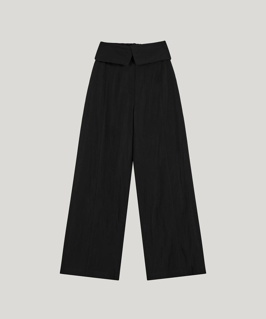 Poeteuseoul Folded Waist Wide Pants_Black