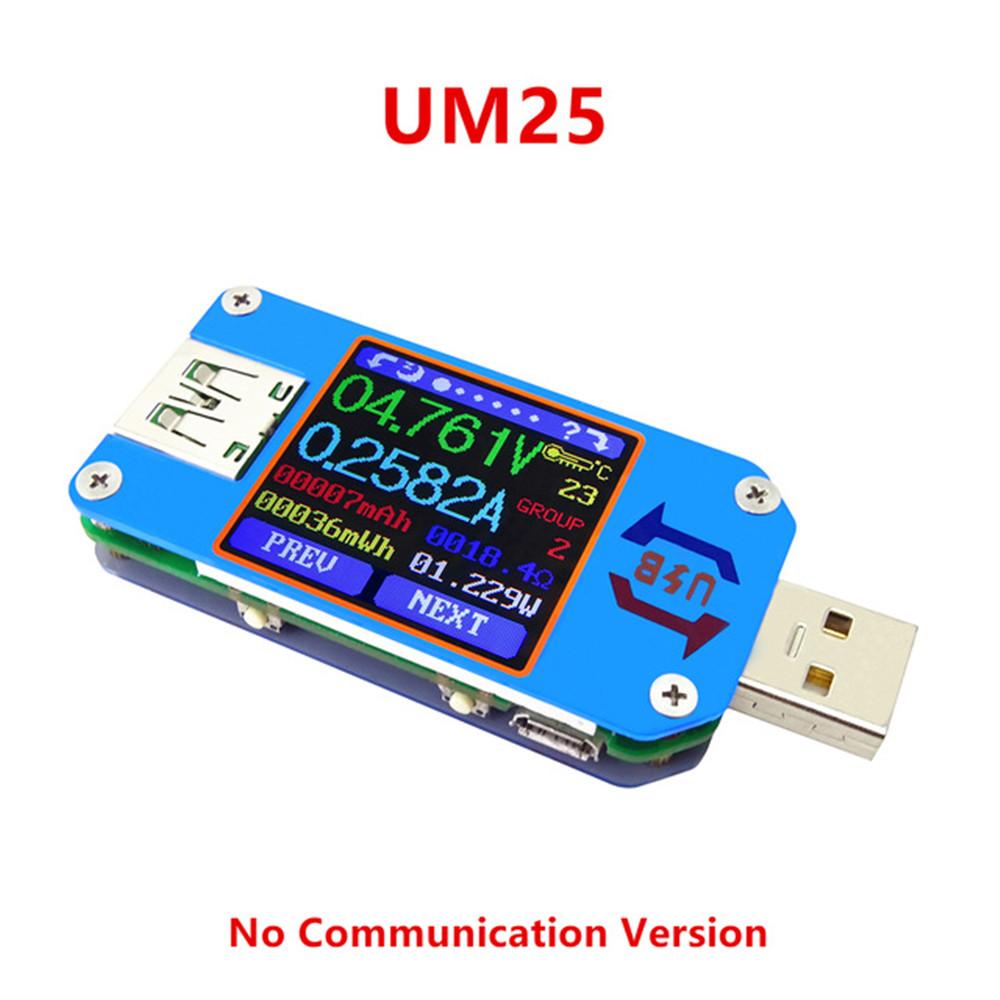 UM24/UM24C UM25/UM25C UM34/UM34C Type-C USB Voltmeter Ammeter Resistance Meter Charging Voltage Current Tester LCD Color Display