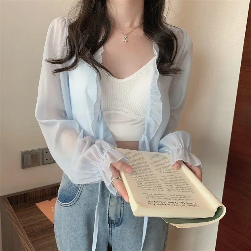 

Летняя шифоновая шаль для женщин, короткий и универсальный кардиган с защитой от солнца и плеч M