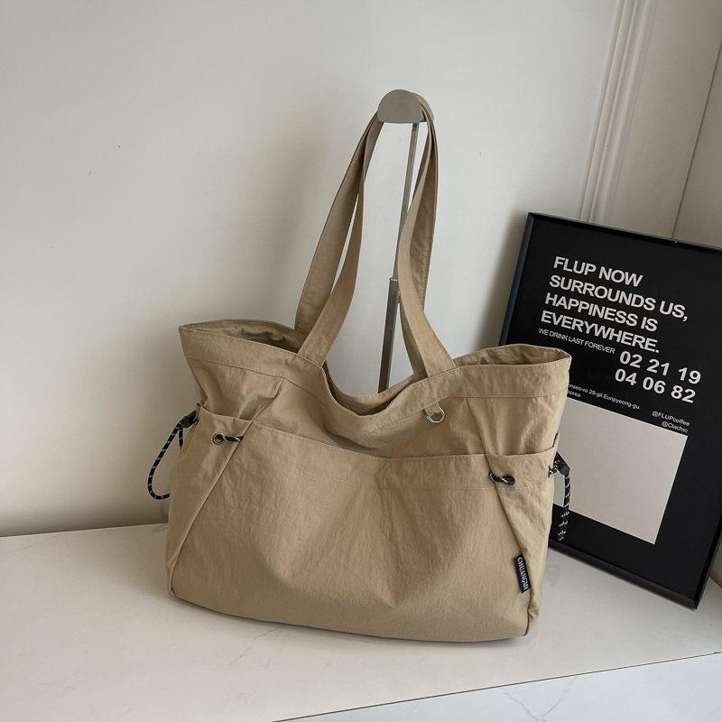 Large Capacity Go Out Canvas Bag Light Casual Messenger Bag Women's Multi-functional Trendy Solid Color Simple Student Shoulder Bag