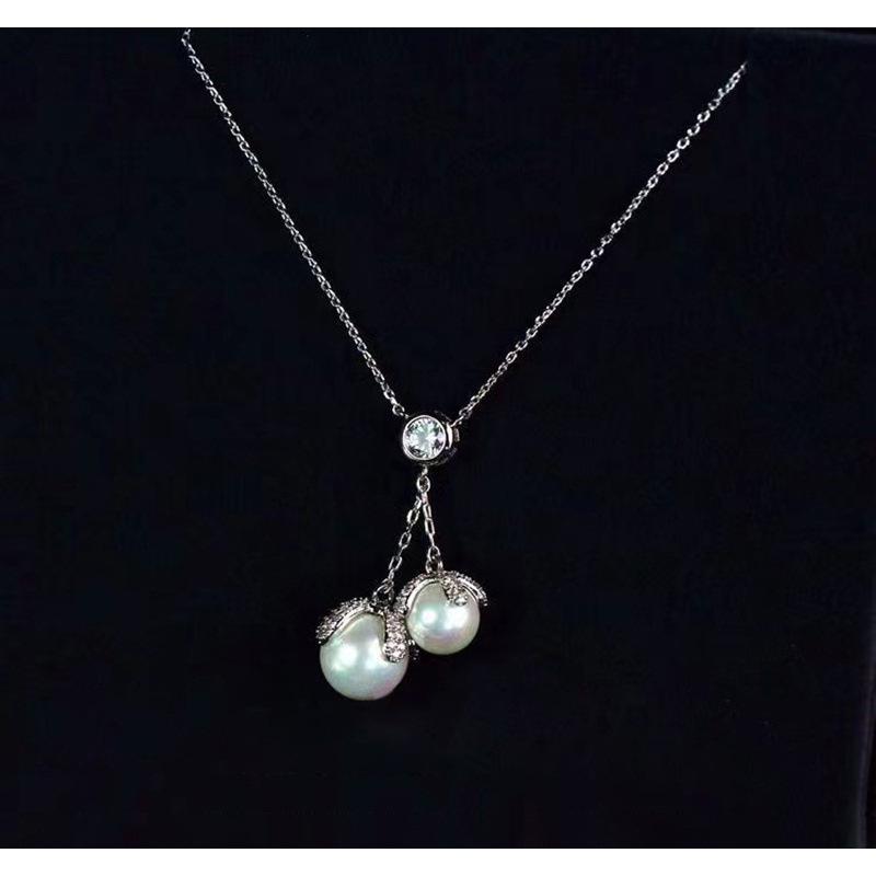 Elegant Japanese & Korean Fashion Rhinestone Pearl Tassel Necklace - Versatile Zirconia Jewelry for Women 710