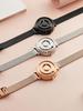 EUTOUR Women's Magnetic Quartz Watch, Minimalist Casual Analogue Watch, Stylish, Waterproof, 36mm, Black Dial, Black Stainless Steel Band, Mesh Strap