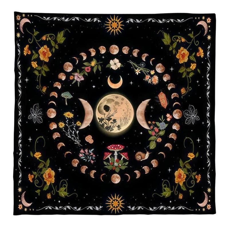 Divinations Tablecloth Moonphases Flower Astrologys Tarot Cards Tablecloth Altars Cloth Divinations Game Accessories