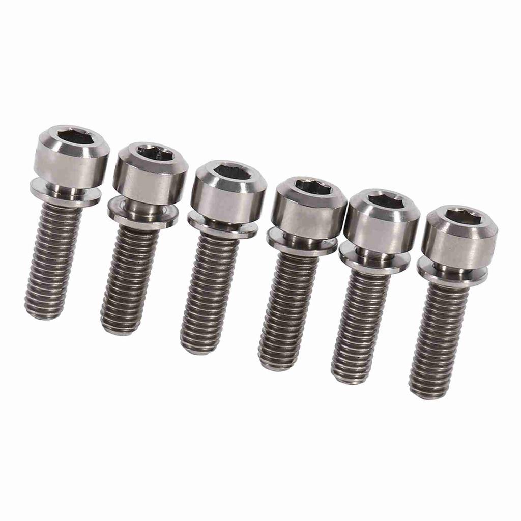 6pcs Titanium Alloy M5 X 18mm Bolts Screw With Washers Set For MTB Bicycle Stem