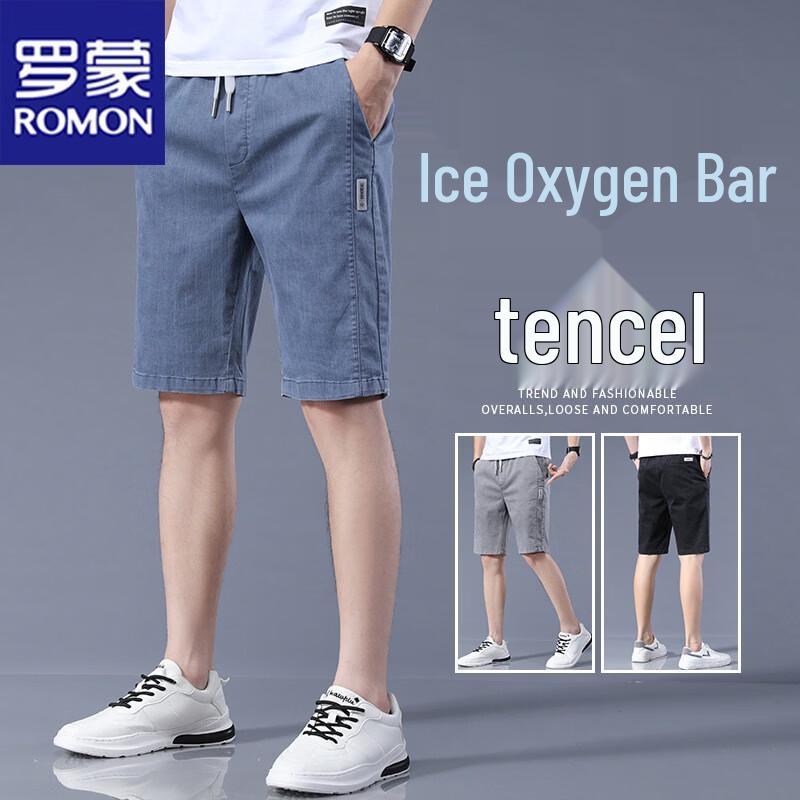 ROMON Men s Ice Silk Denim Shorts L