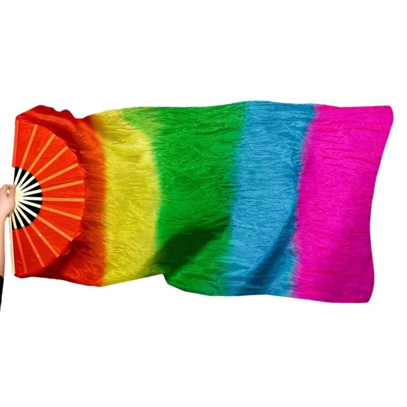 Všestranné závoje na břišní tanec z umělého hedvábí Dlouhé skládací vějíře pro soutěže a lekce Taneční vějíř Perfektní pro studia