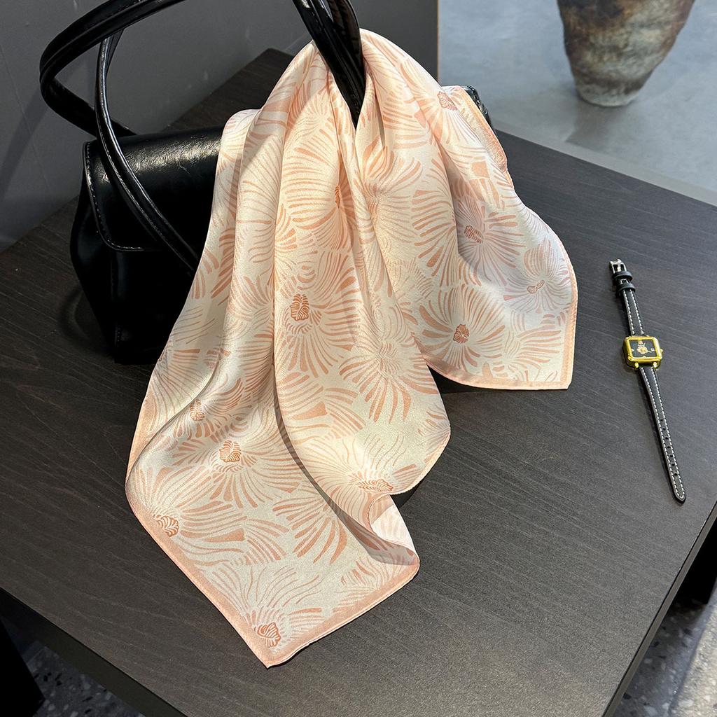 Luxury 100% Mulberry Silk Scarf Women Floral Print Bandana Shawl Lady Neckerchief Handkerchief Female Decorative Wrap 53cm
